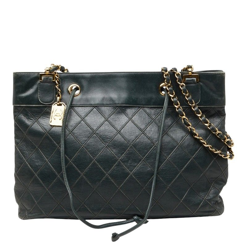 シャネル ビコローレ チェーン トートバッグ ショルダーバッグ 斜めかけ グリーン レザー レディース CHANEL【230-75636】