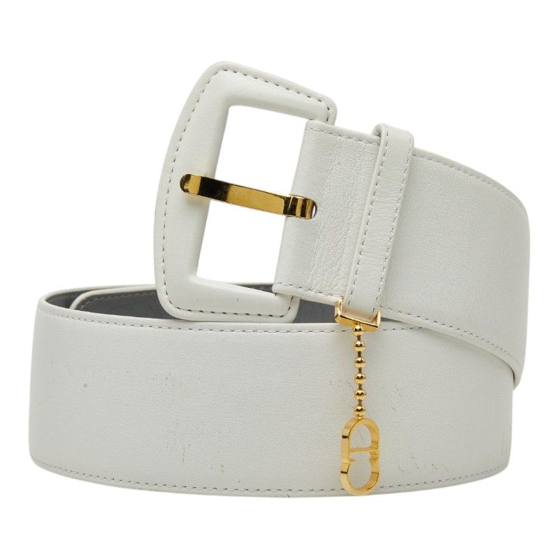 ディオール CDロゴチャーム ベルト ホワイト レザー レディース Dior【1-0276426】 13,706円