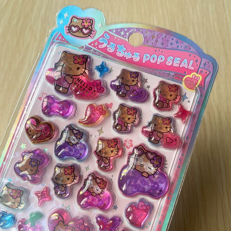 正規品 うるちゅるポップシール 日焼けキティ 2枚セット【新品・即日