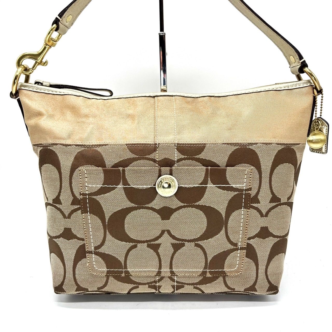 良品】coach y2k signature canvas handbag shoulder beige×brown