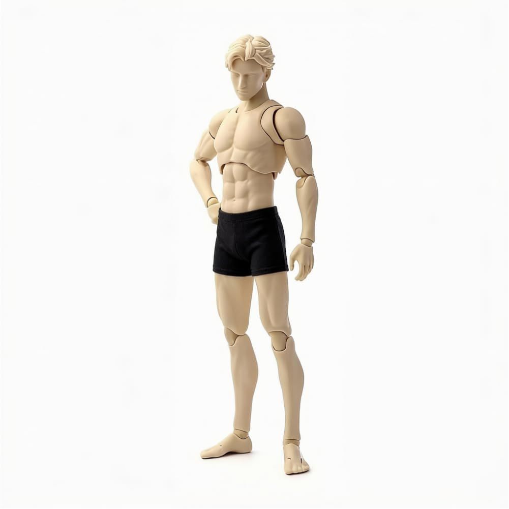【新品】1/12スケールの男性用アクションドール、6インチ曲げ可能な繊細な白肌の男性素体、交換可能な手とアタッチメントを備え、可動のスリムなミニチュアボディドールセットはコレクションに使用できます