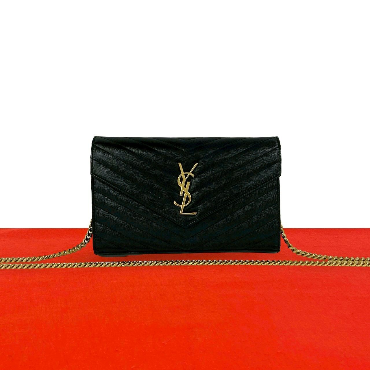 極 美品 SAINT LAURENT PARIS サンローランパリ YSL ロゴ 金具 レザー 本革 ミニ ショルダーバッグ サコッシュ ポシェット ブラック 37282