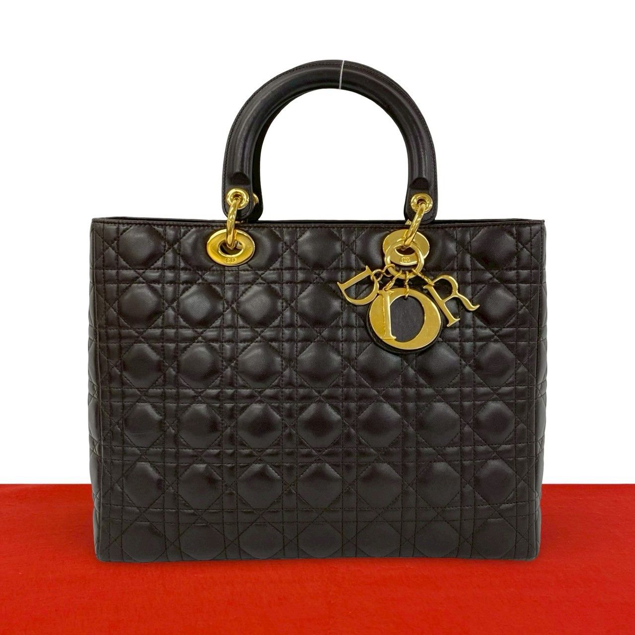 極 美品 Christian Dior ディオール レディディオール カナージュ 