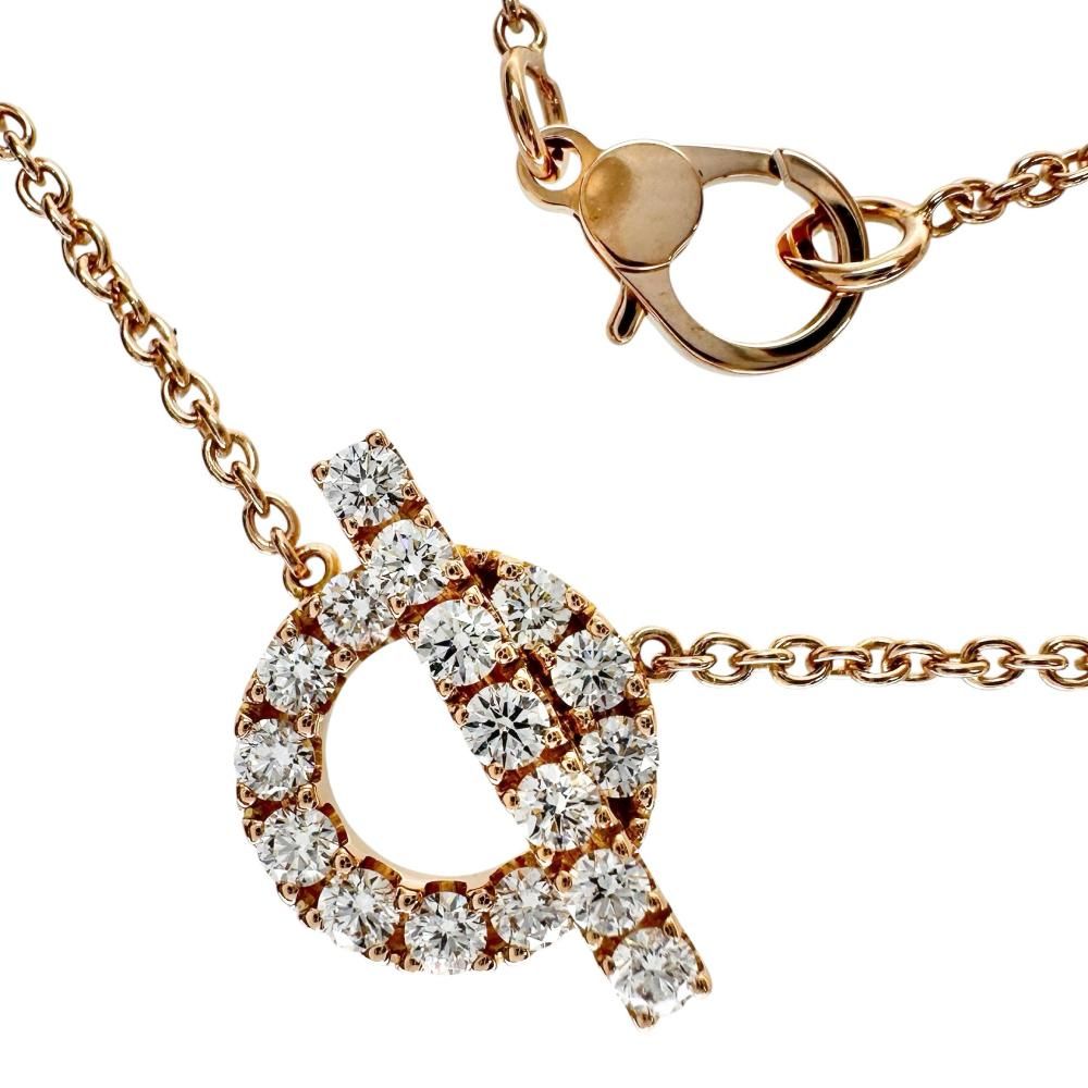 【HERMES/エルメス】フィネス ダイヤモンド 0.46ct ネックレス K18PGピンクゴールド 18金 4.2g 39/41cm レディース 【中古】【真子質店】【GD】