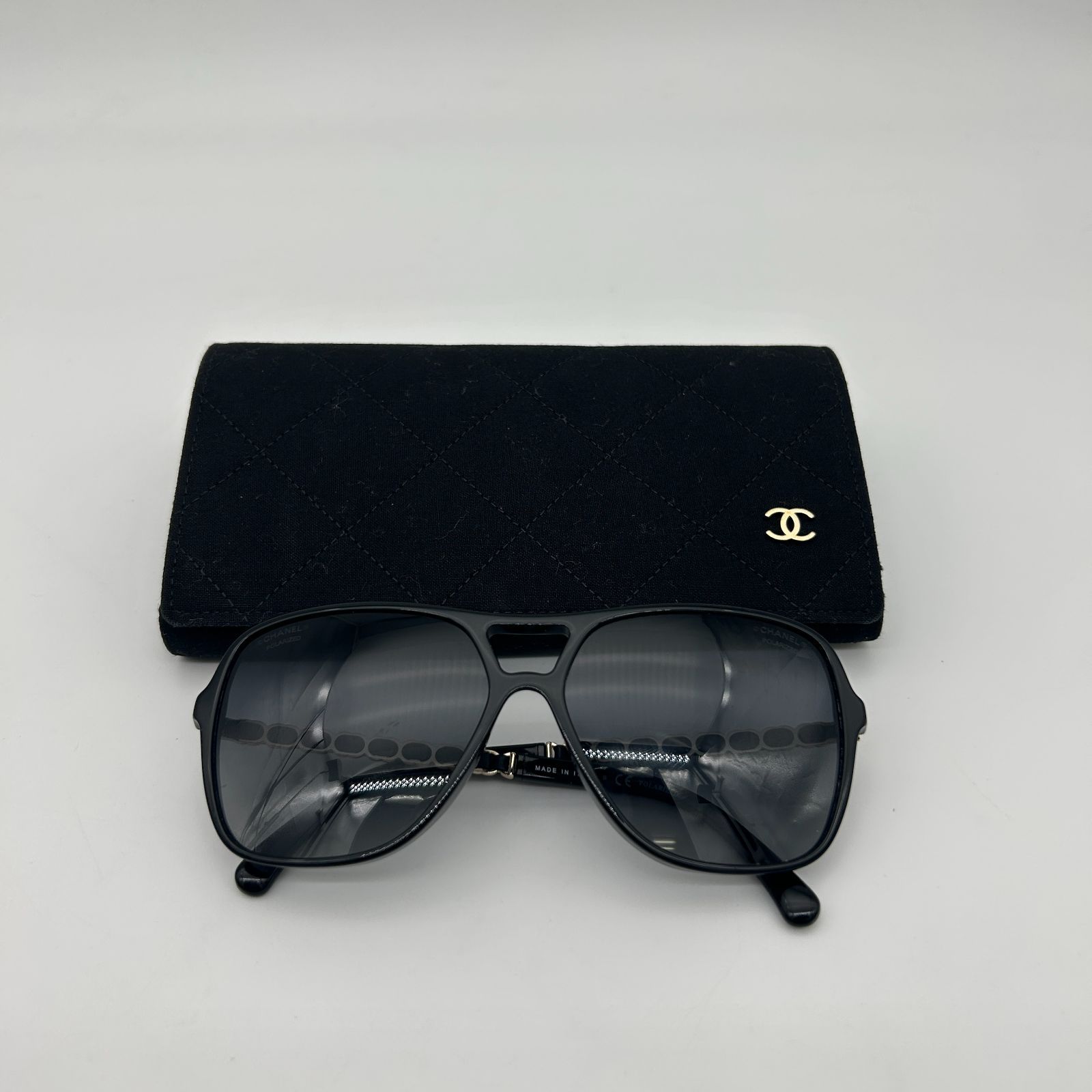 CHANEL（シャネル） ココマーク 偏光サングラス ブラック×グレーグラデーション【中古】