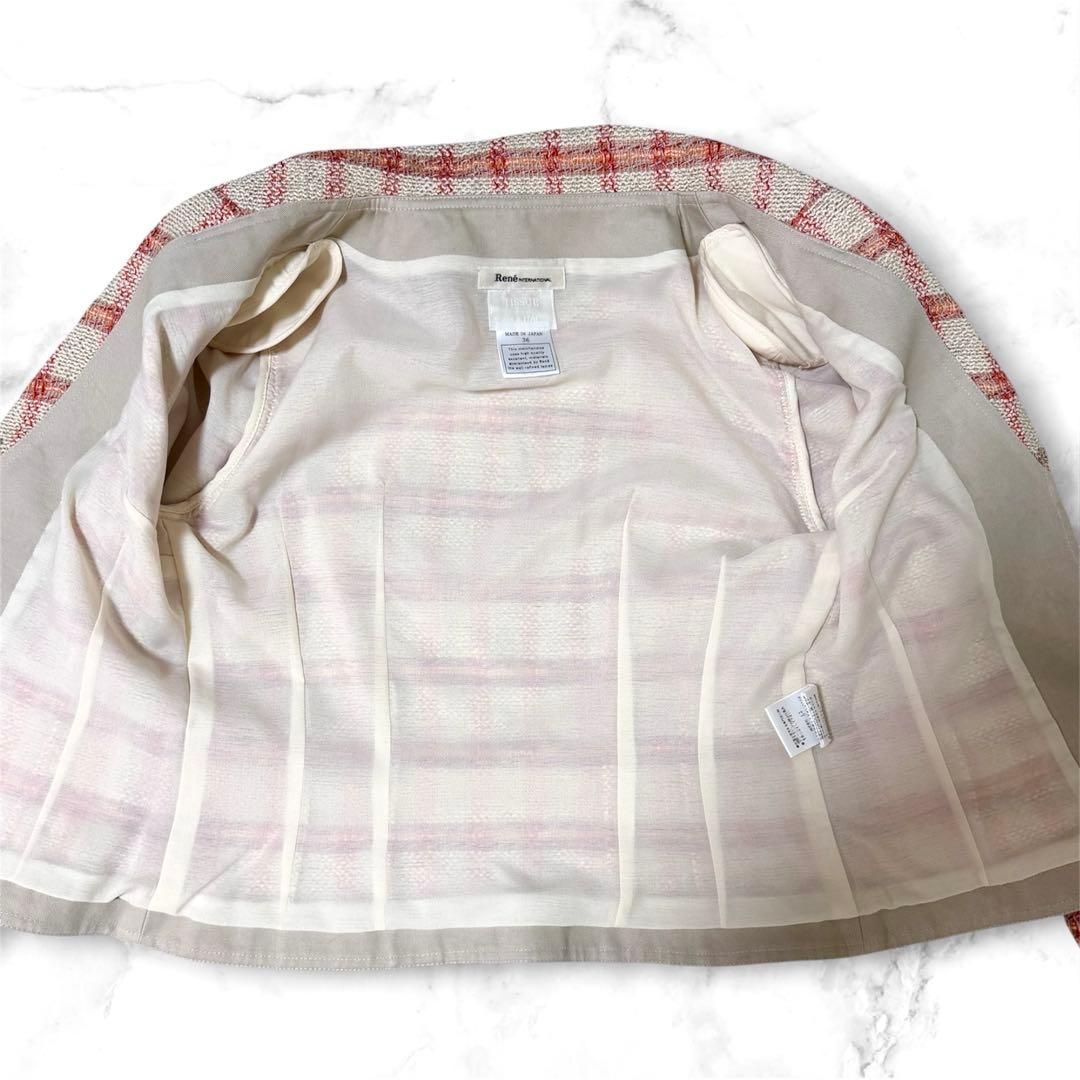 美品 ルネ RENE セットアップ スカーフ ジャケット ツイード Mサイズ