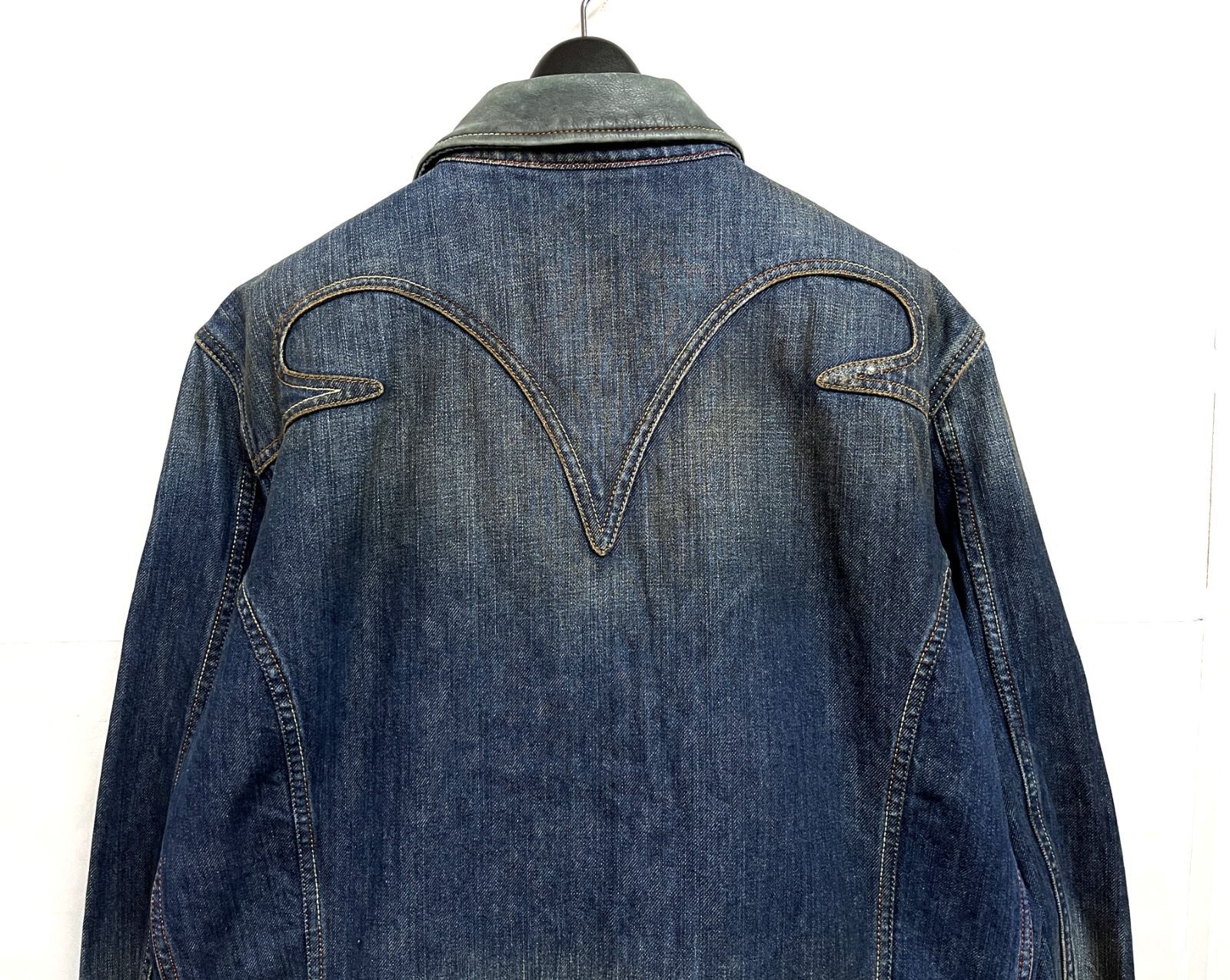 DIESEL｜ディーゼル 襟レザー ヴィンテージ加工 デニムジャケット