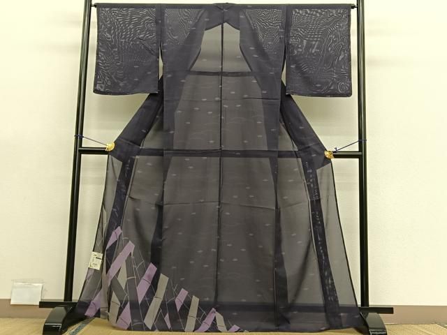 平和屋着物＊夏物　色留訪問着　絽　竹　金彩　洗える着物　BAAX7229hv