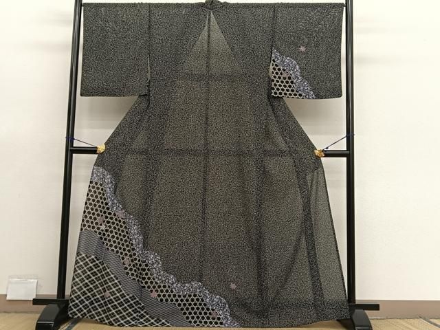 平和屋着物＊夏物　訪問着　絽　道長楓文　黒地　洗える着物　BAAX7241hv 14,430円