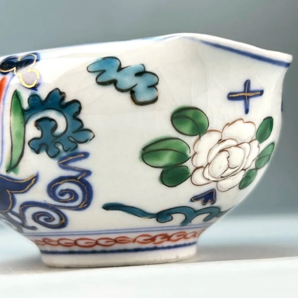 幽玄】中国古玩 珍玩 彩色壽花文 煎茶道具 7点纏めて 急須 水注 煎茶椀