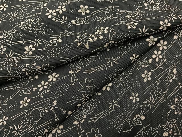 平和屋着物＊夏物　小紋　絽　型染め　吹き寄せ花文　黒地　正絹　逸品　BAAX7275hv