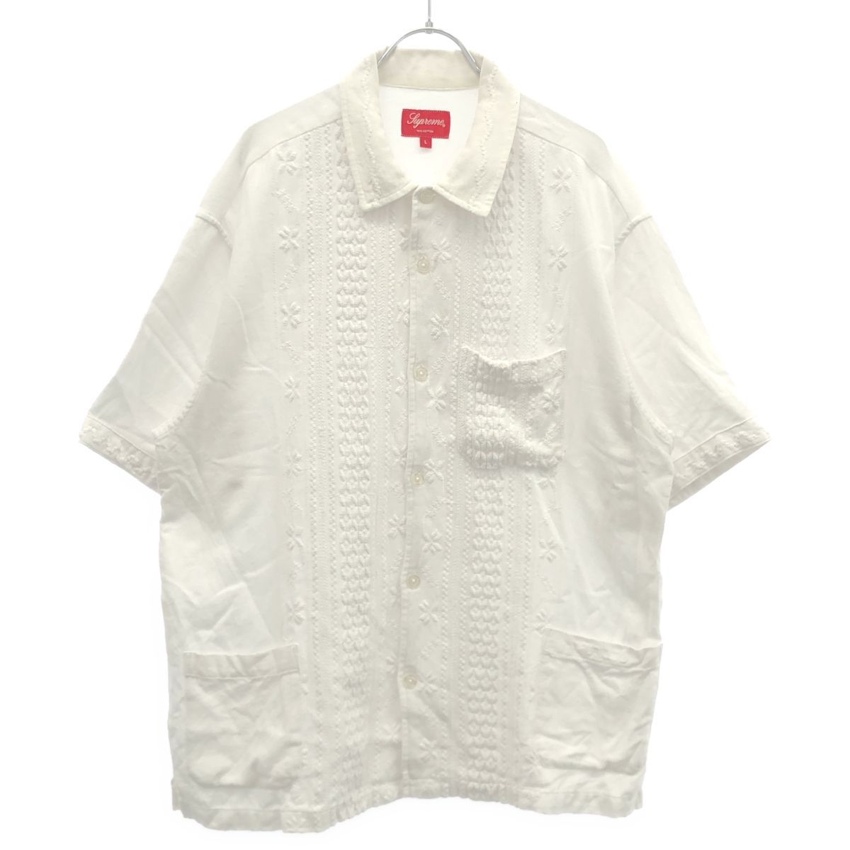 Supreme シュプリーム 20SS Embroidered S/S Shirt エンブロイダリーキューバシャツ ホワイト L