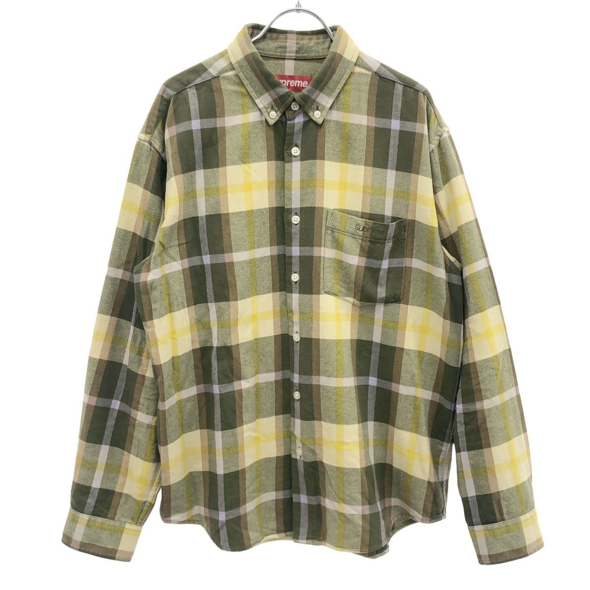 Supreme シュプリーム 23AW Plaid Flannel Shirt フランネルチェックボタンダウンシャツ グリーン系 S