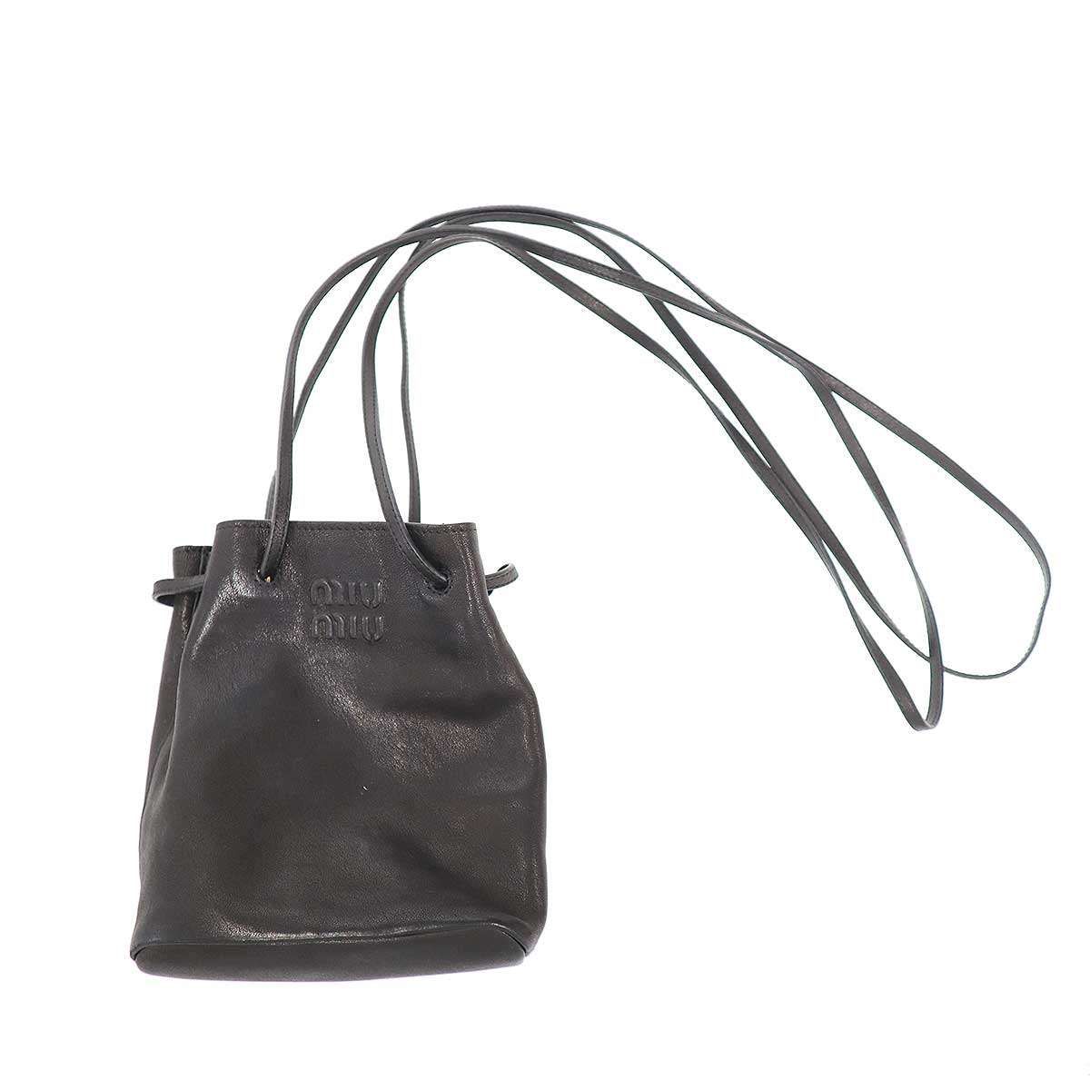 miu miu ミュウミュウ ナッパレザーミニ ショルダーバッグ 5NF460 ブラック