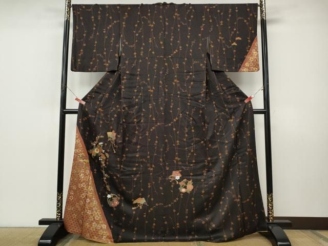平和屋着物●訪問着 扇面花文 金銀彩 正絹 逸品 CABI9954ut