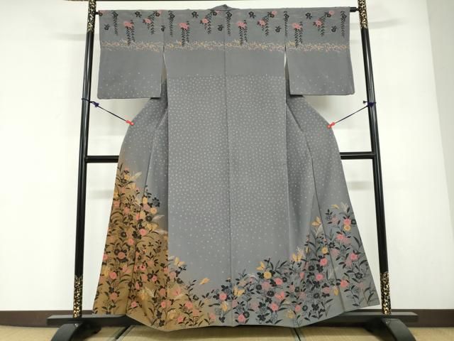 平和屋着物●訪問着　絞り　花蝶文　暈し染め　金彩　正絹　逸品　DABG2880ud 33,800円