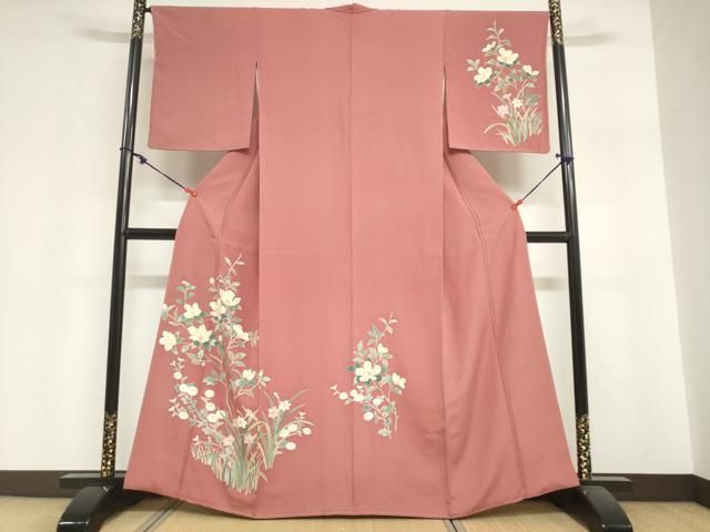 平和屋着物●訪問着　友禅　草花文　正絹　逸品　未使用　DABI2046ud