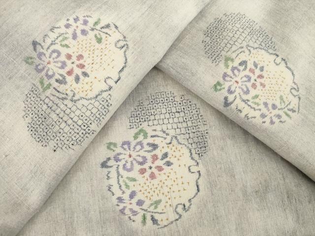 平和屋着物●本場結城紬　重要無形文化財　100亀甲　雪輪花文　正絹　逸品　AABK4477ck