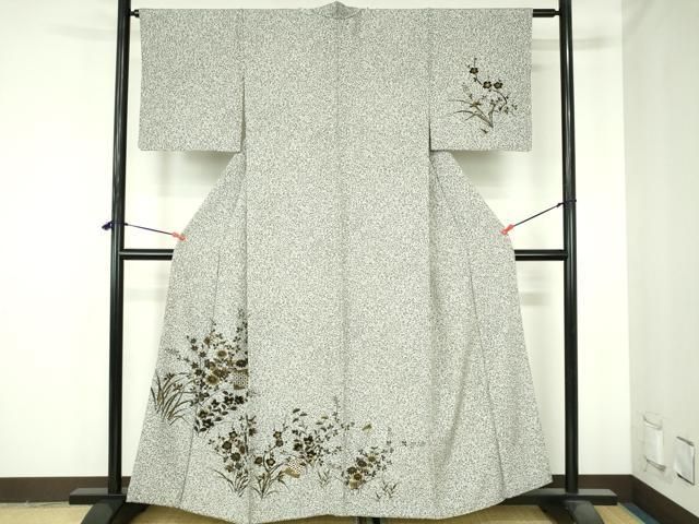 平和屋着物●訪問着　草花　たたき染め　金彩　正絹　逸品　DABH0694op