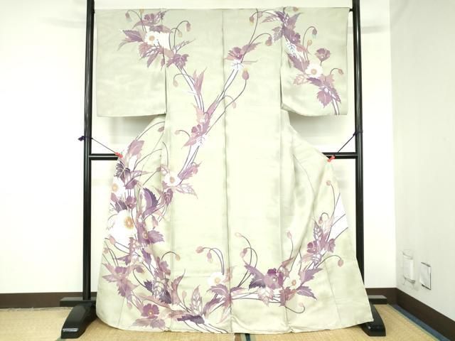 平和屋着物●訪問着　草花　銀通し地　仮絵羽　正絹　逸品　未使用　DABH0739op 35,490円