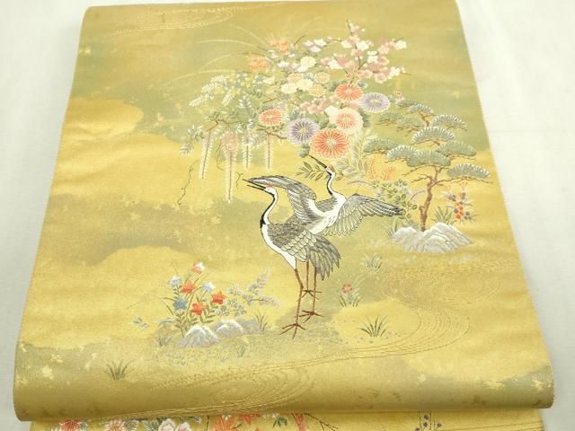 平和屋本店●太鼓柄袋帯　飛鶴花文　金泥箔　正絹　逸品　DABI1323sf 28,860円