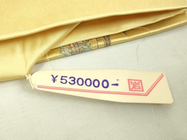 平和屋本店○西陣 太鼓柄袋帯 京百景絵図 本金箔 金泥箔 上代53万 証紙