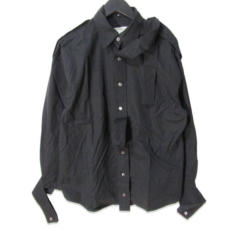 Meryll Rogge メリルロッゲ 長袖シャツ DECONSTRUCTED WS22401 コットン イタリア製 変形 ブラック 黒 36 27114130