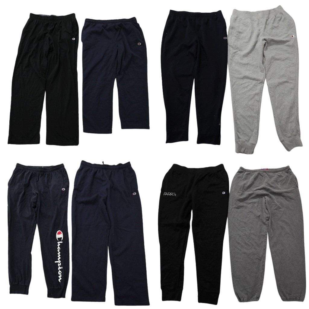 古着卸 まとめ売り チャンピオン パンツ 8枚セット ( メンズ XL ) スウェット ジョガー ロゴ ブラック グレー 中古 古着 NF4413