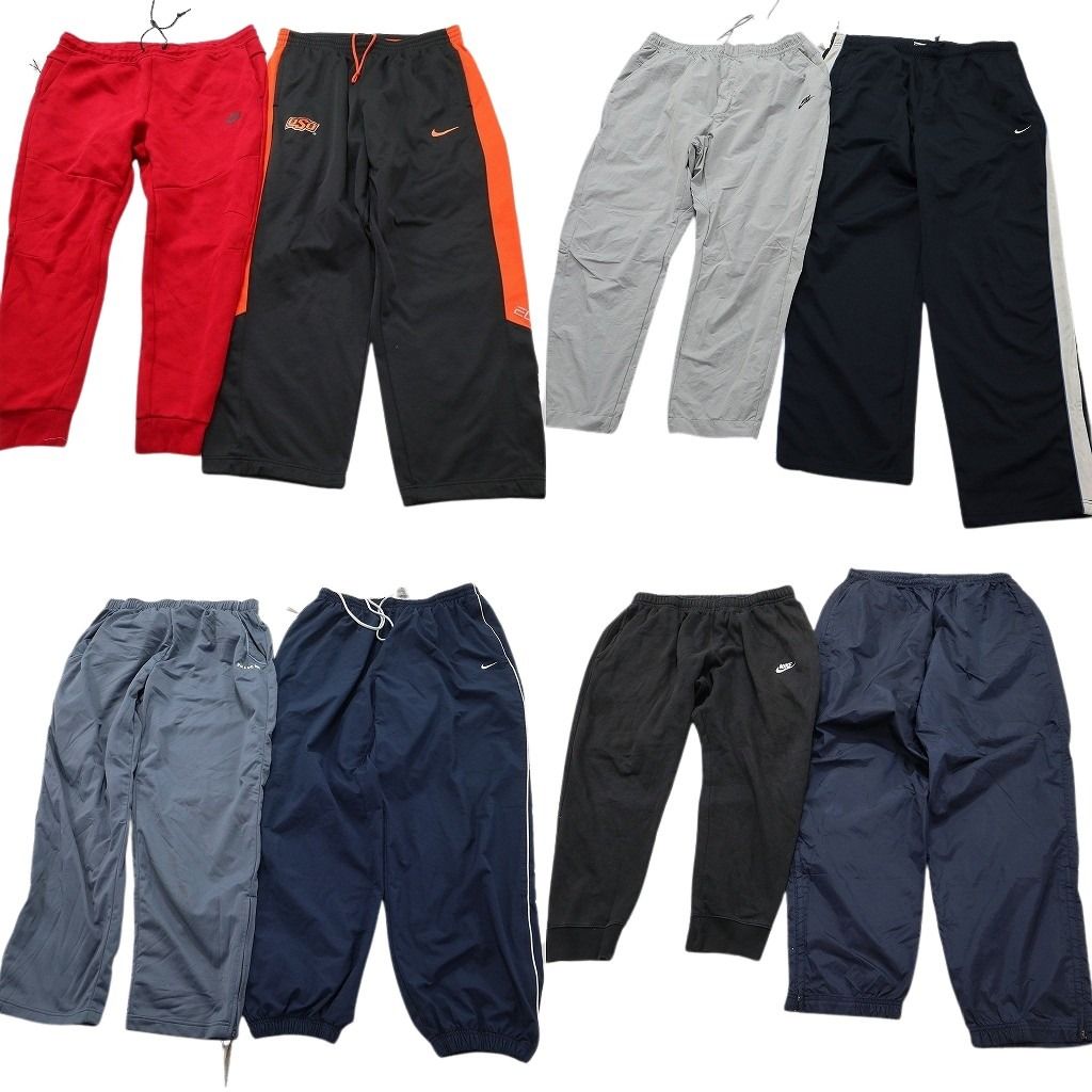 古着卸 まとめ売り NIKE ナイキ パンツ 8枚セット ( メンズ 2XL ) ジョガー スウェット ナイロン カレッジ風 中古 古着 NF4433