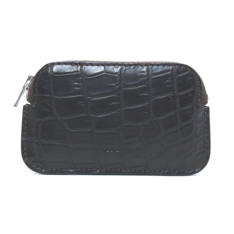 美品 WILDSWANS ワイルドスワンズ マイクロマルチケース クロコダイル MINAS ミナス ミニ財布 内装サドルプルアップ チョコ 28012914