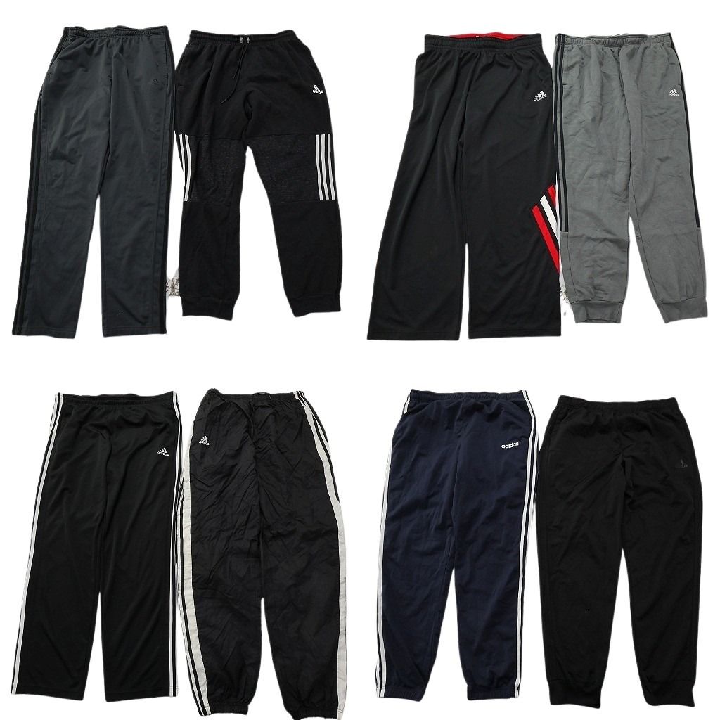 古着卸 まとめ売り アディダス パンツ 8枚セット ( メンズ XL ) スリーストライプス ナイロン ジャージ 中古 古着 NF4572