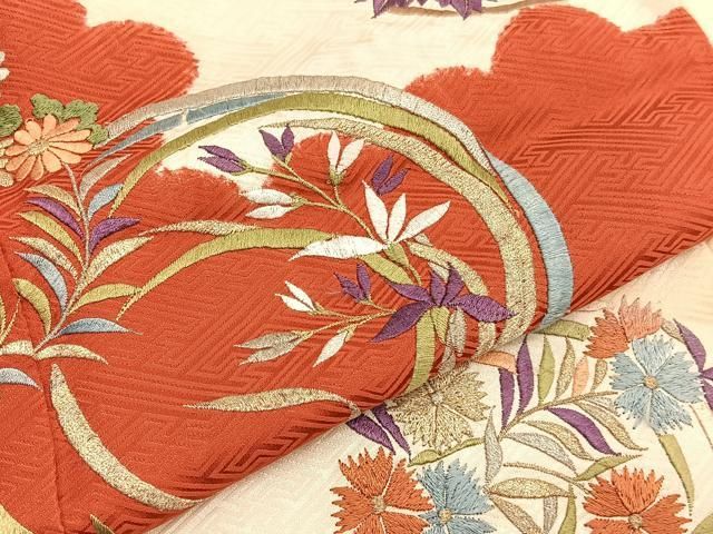 平和屋着物□豪華振袖 総刺繍 絞り 雲取り花丸文 金銀彩 伊勢丹扱い