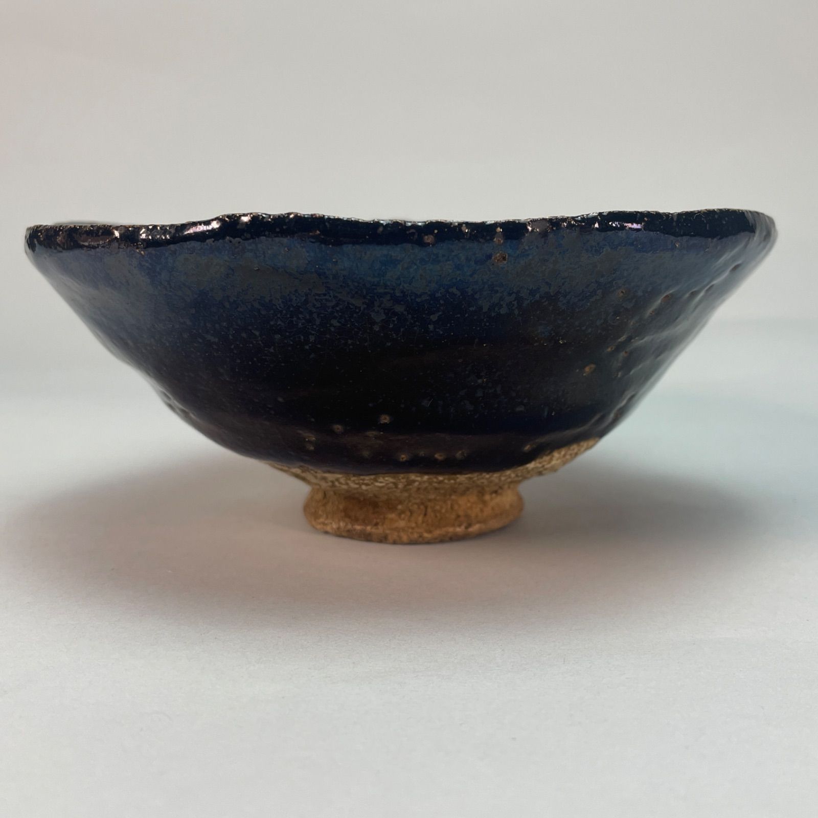 幽玄】楽焼 九代楽吉左衛門(了入) 黒茶碗 共箱 無落款 茶道具 煎茶道具