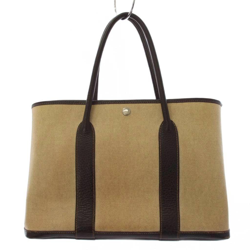 エルメス HERMES ガーデンパーティPM トワルアッシュ トートバッグ ハンドバッグ ベージュ 刻印□E /KH2 ■OH ●D