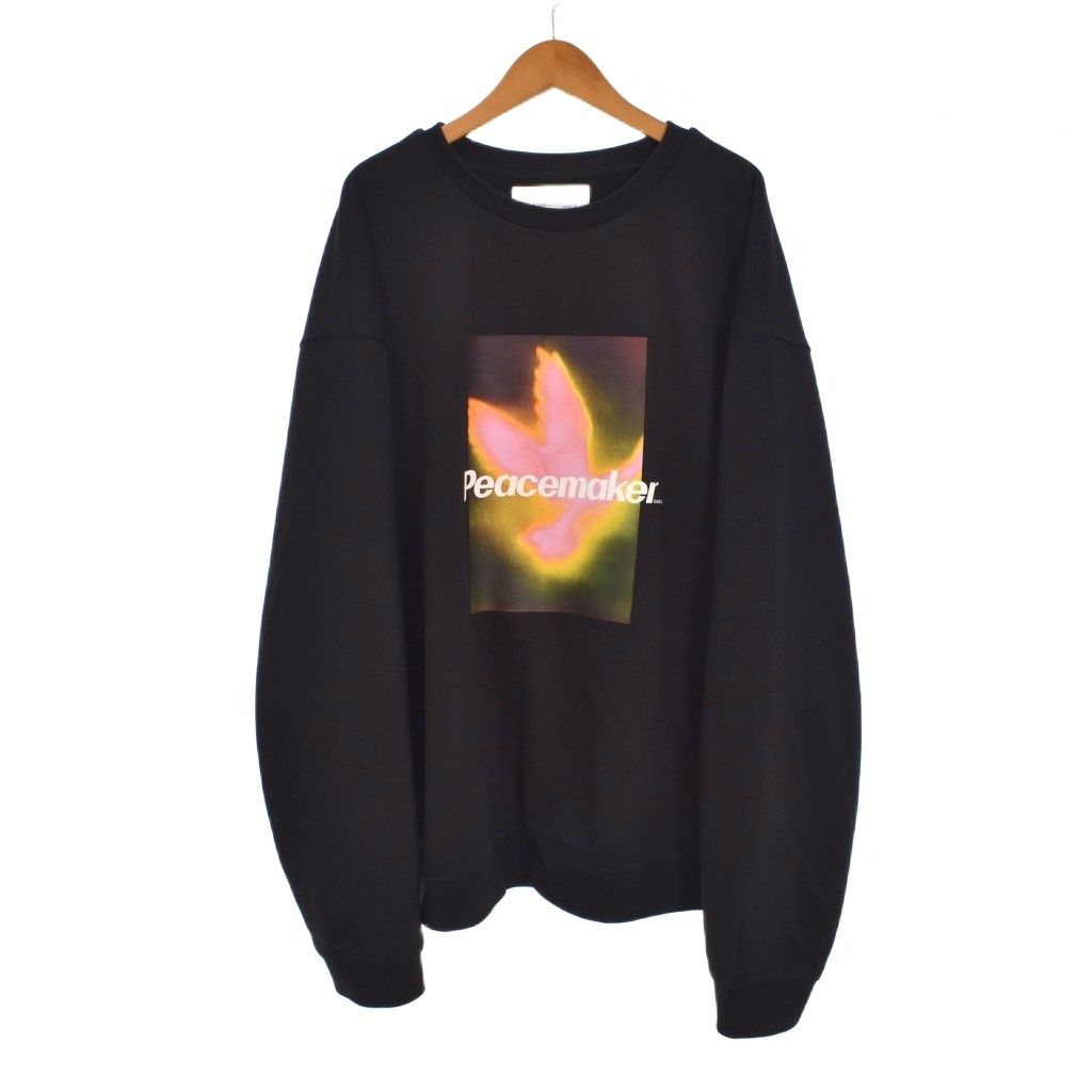 オーエーエムシー OAMC PEACEMAKER Bird Loose Fit Crewneck スウェット トレーナー グラフィックプリント XL 黒 ブラック PCM1ON01HFT001099 ☆AA★
