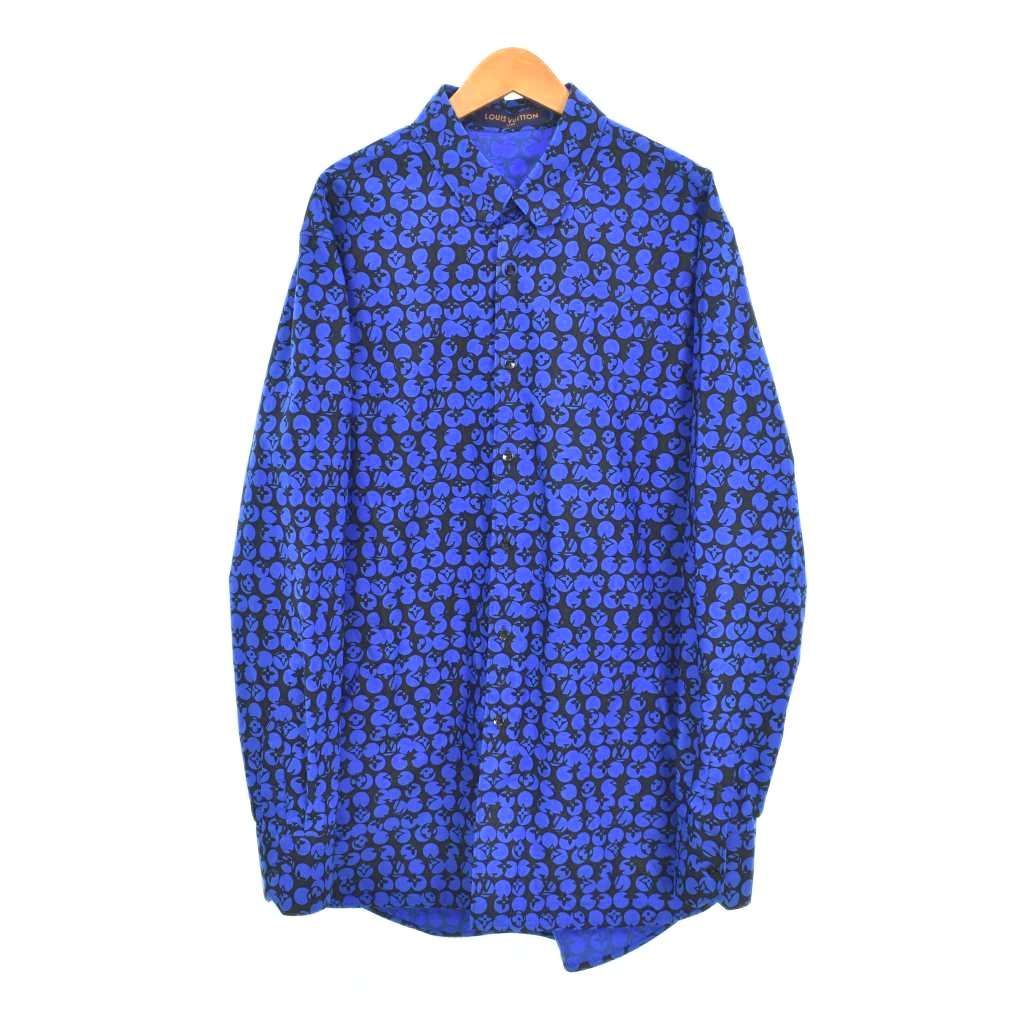 ルイヴィトン LOUIS VUITTON 19AW パーフォレーテッドモノグラム 長袖 シャツ M 青 ブルー RM192M ORS HHS20W ☆AA★