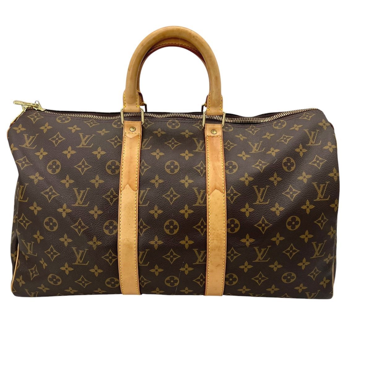 【中古】 LOUIS VUITTON ルイ・ヴィトン キーポ45 ボストンバッグ ル M41428 モノグラム PVCコーティングキャンバス × レザー ブラウン系 メンズ レディース26000507 CA
