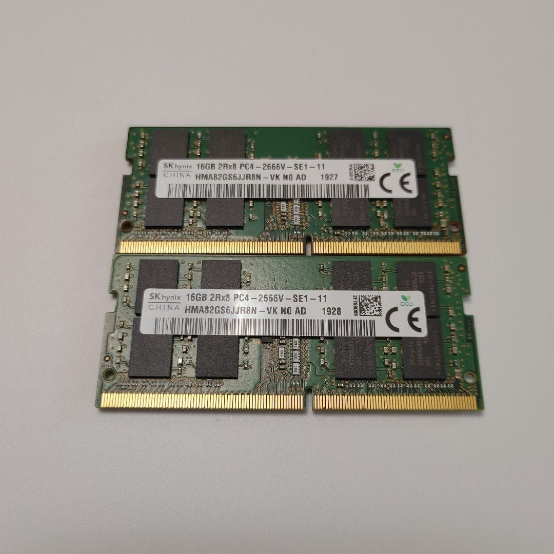 SK hynix DDR4 16GB×2枚 32GB SO-DIMM PC4-2666V - メルカリ