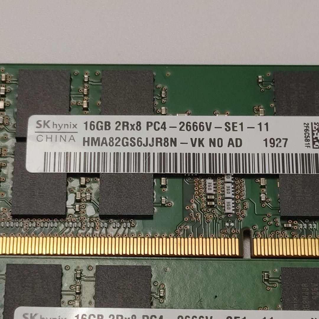 SK hynix DDR4 16GB×2枚 32GB SO-DIMM PC4-2666V - メルカリ