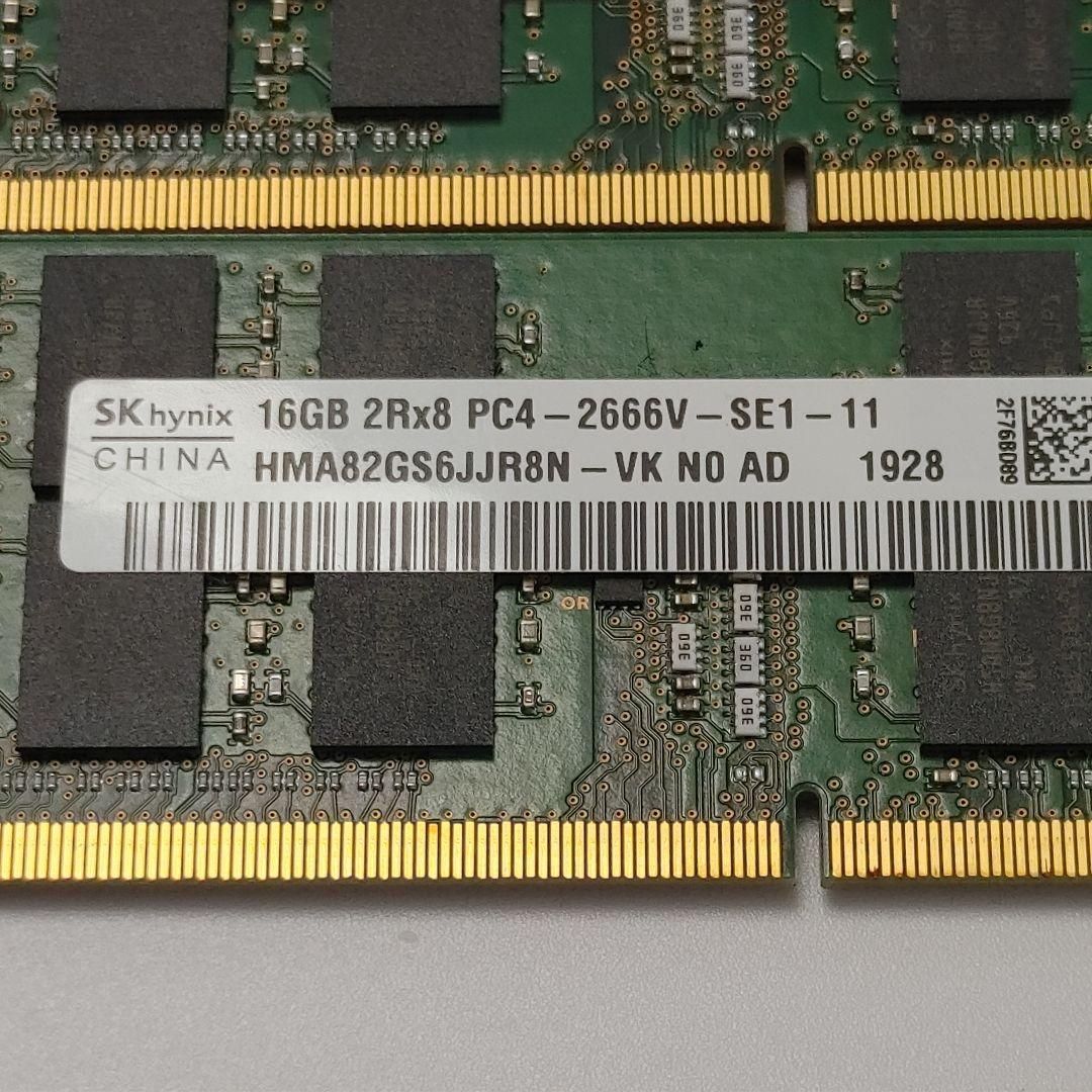 SK hynix DDR4 16GB×2枚 32GB SO-DIMM PC4-2666V - メルカリ