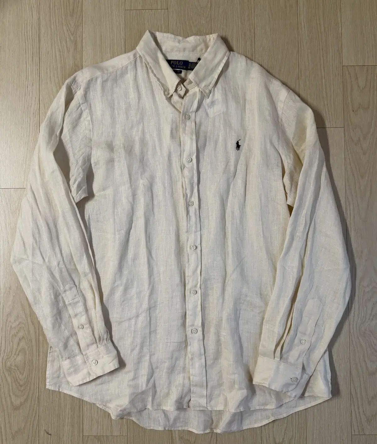 ポロラルフローレン 長袖 リネン シャツ クリーム色 XL サイズ