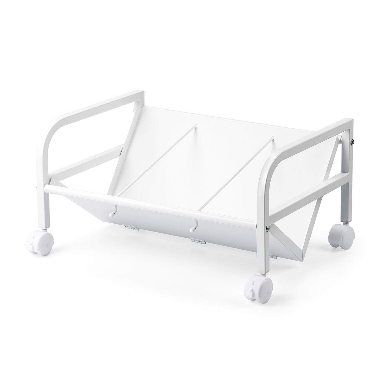 サンワダイレクト ファイルワゴン 1段 A4対応 幅59.5cm×奥行40cm キャスター付き 取り出しやすい斜め棚 100-WG005Wｍａ