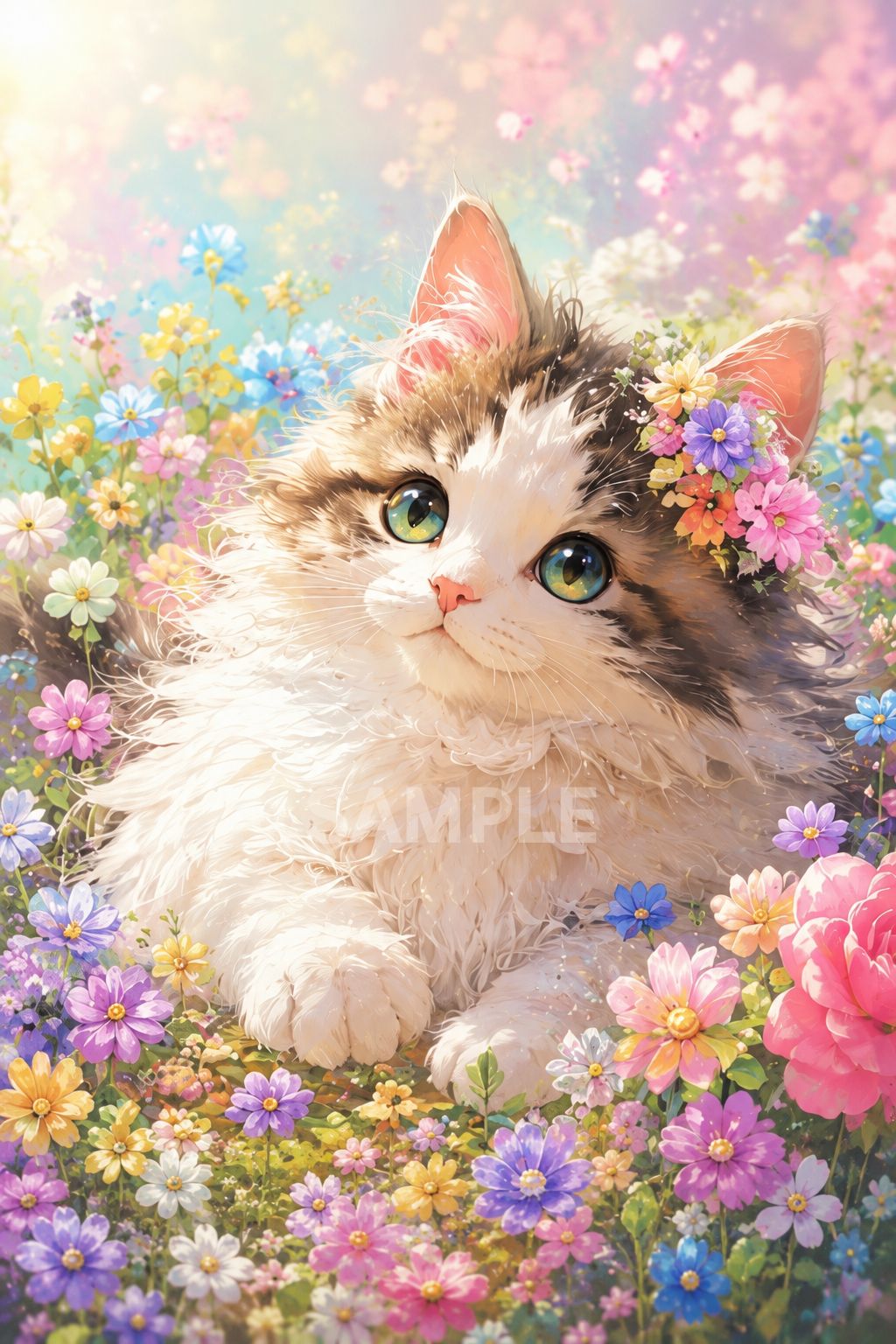 幻想的な花畑の子猫 デジタルアート 高画質｜2Lサイズ - メルカリ