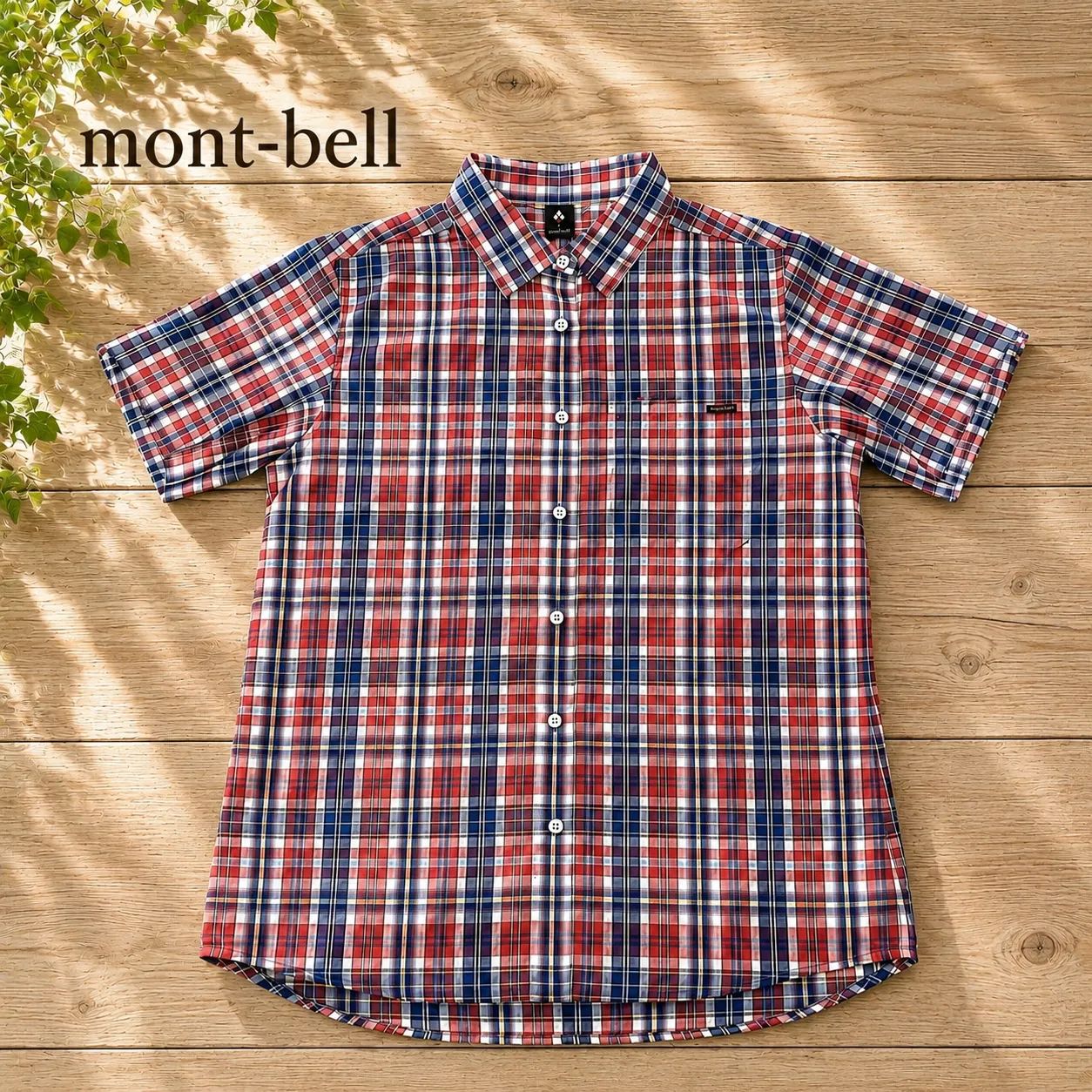 montbell モンベル WIC.ライト 半袖シャツ チェック柄 L レディース 