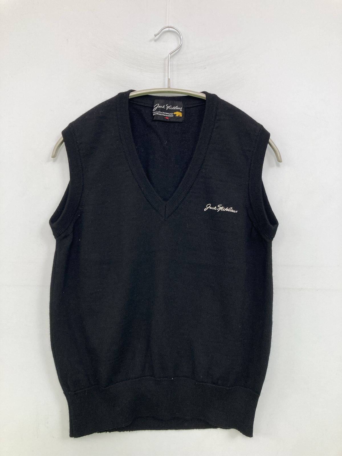 Jack nicklaus ジャックニクラウス ベスト M ブラック 無地 ワンポイント ブランドロゴ メンズ