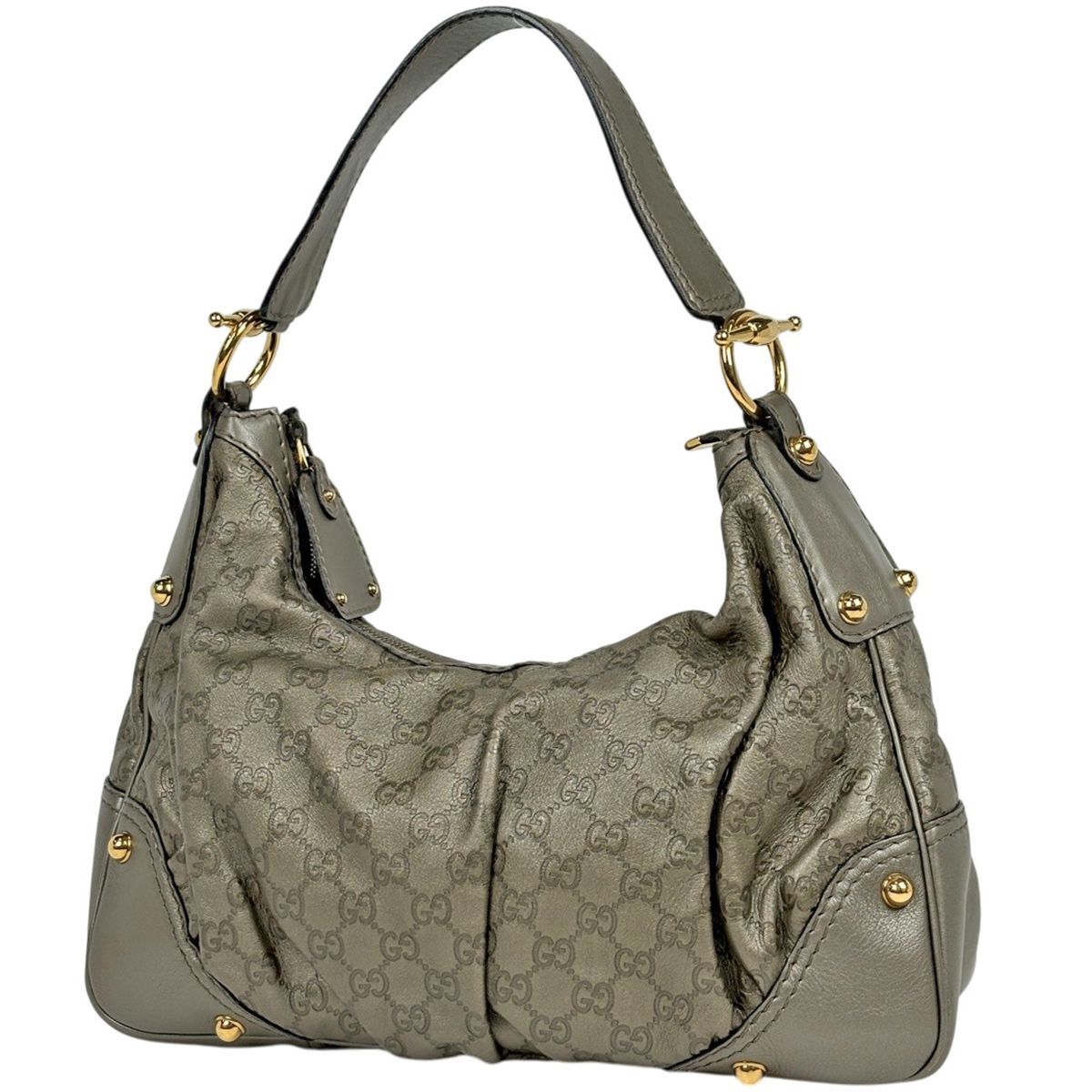 グッチ GUCCI グッチシマ ショルダーバッグ GG柄 メタリック シマレザー グリーン 211966 レディース 【中古】