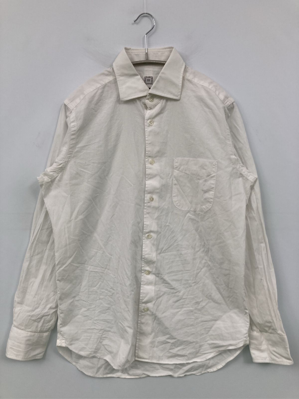 AZABU THE CUSTOM SHIRT ビジネスシャツ 40 ホワイト コットン 無地 長袖 レギュラーカラー メンズ 7,455円