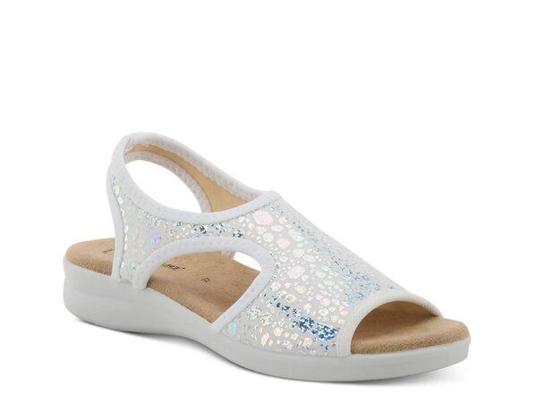 フレクサス レディース シューズ サンダル Flexus Nyaman Crackle Sandal Silver Metallic シルバー