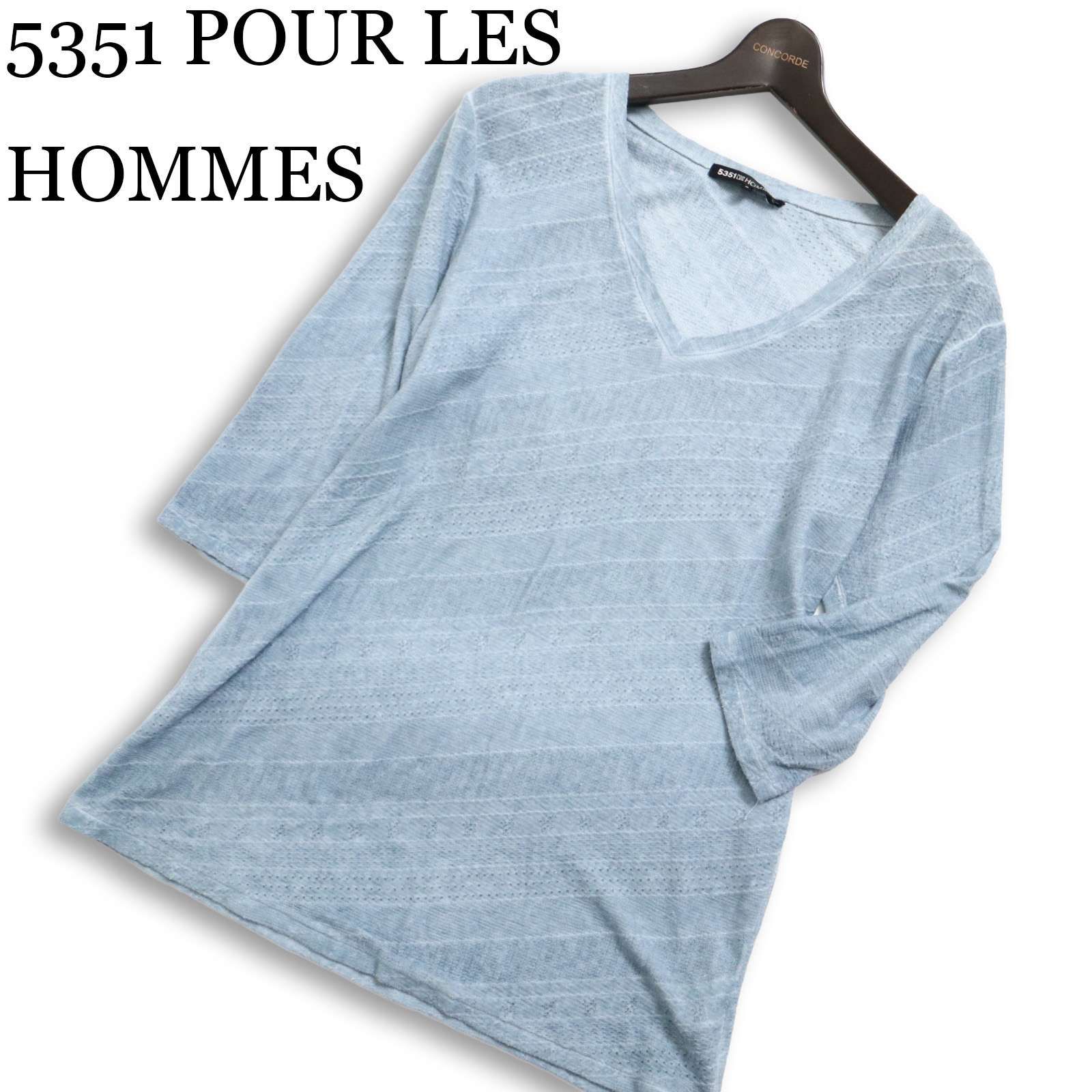 トップス 5351 V NECK KNIT 5351 POUR LES HOMMES 5351プールオム 七分袖 斜めストライプ☆ V