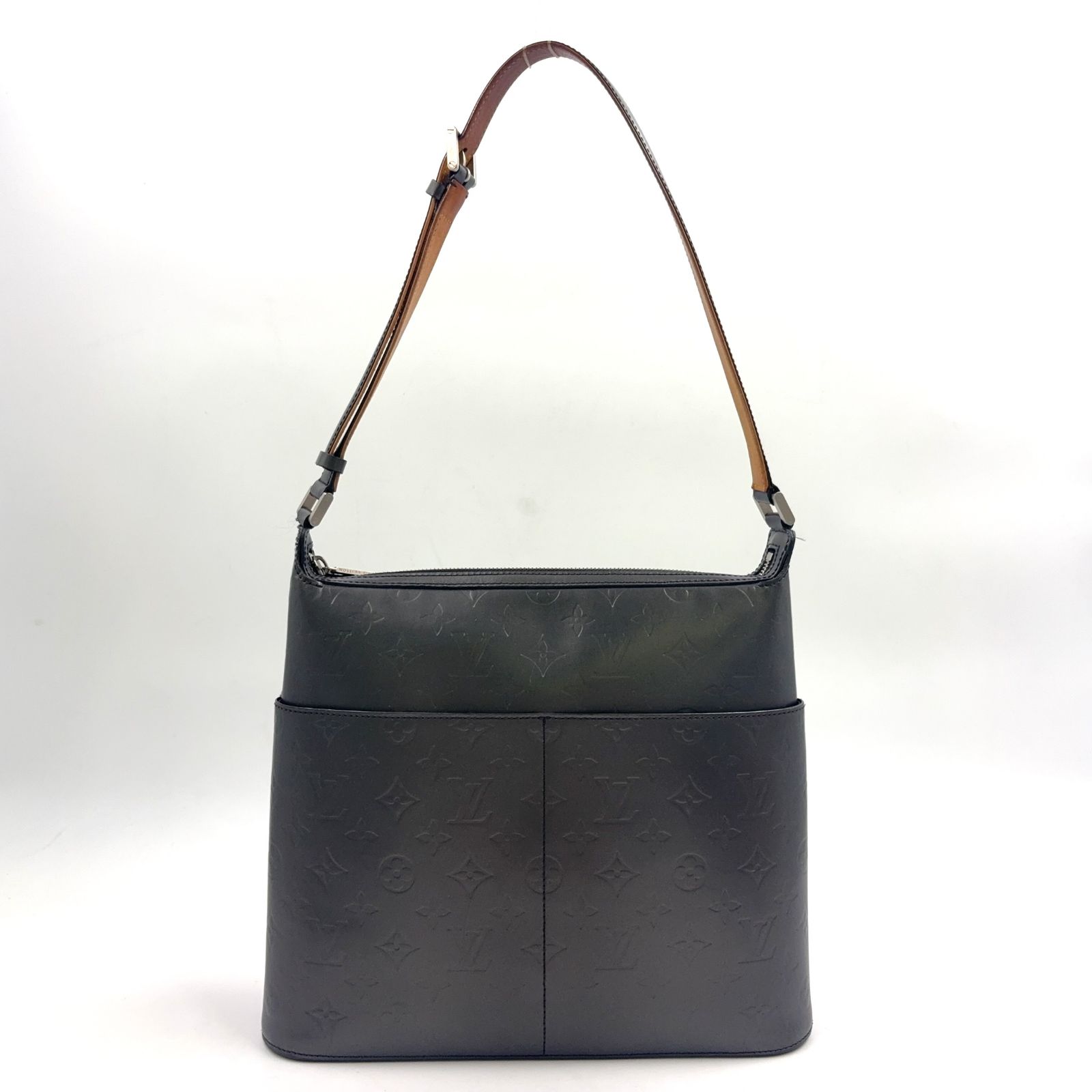 【新着】LOUIS VUITTON マット サッター モノグラム カーフスキン ダークグレー ワンショルダーバッグ シルバー M55165